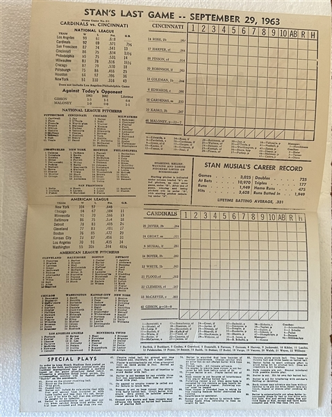 1963 STAN MUSIAL's LAST GAME PROGRAM & TICKETS STUBS