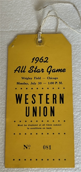 1962 ALL-STAR GAME PRESS PASS @ WRIGLEY FIELD