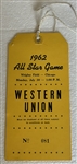 1962 ALL-STAR GAME PRESS PASS @ WRIGLEY FIELD