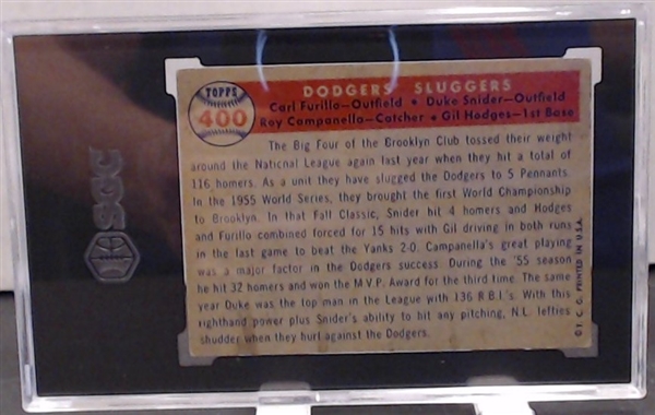 1957 TOPPS DODGERS SLUGGERS SGC 4