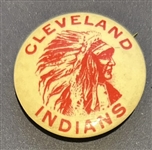 VINTAGE CLEVELAND INDIANS PIN w/MASCOT WEARING HEADDRESS