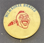 VINTAGE MILWAUKEE BRAVES PIN w/MASCOT