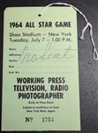 1964 ALL STAR GAME PRESS PASS