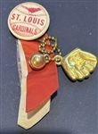 VINTAGE ST LOUIS CARDINALS PIN w/RIBBON & CHARMS