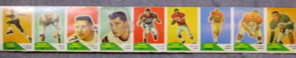 1960 FLEER AFL UNCUT STRIP OF 9 CARDS