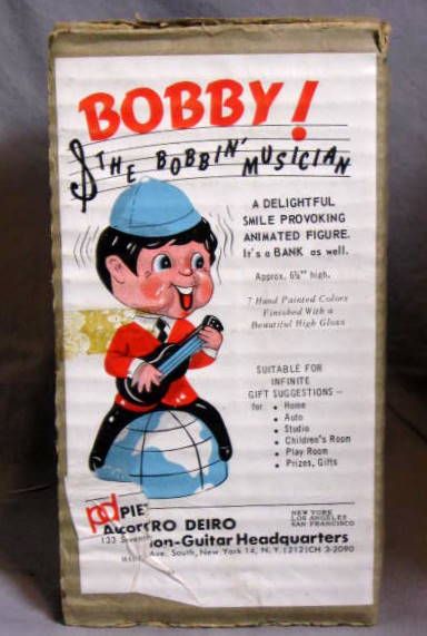 60's BOBBY THE MUSICIAN BOBBING HEAD w/BOX- BEATLES KNOCK-OFF