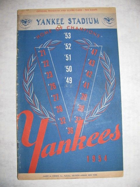 Lot Detail - 1954 NEW YORK YANKEES VS CLEVELAND BASEBALL PROGRAM