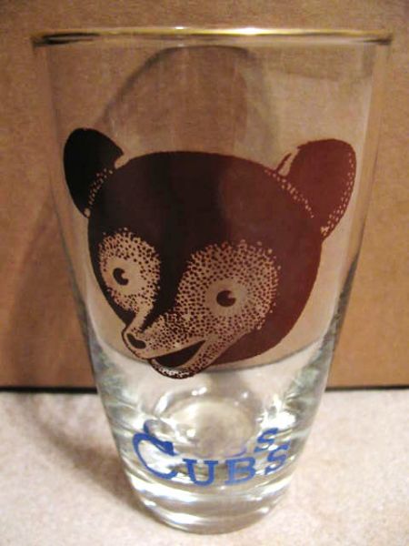 50's CHICAGO CUBS LARGE DRINKING GLASS