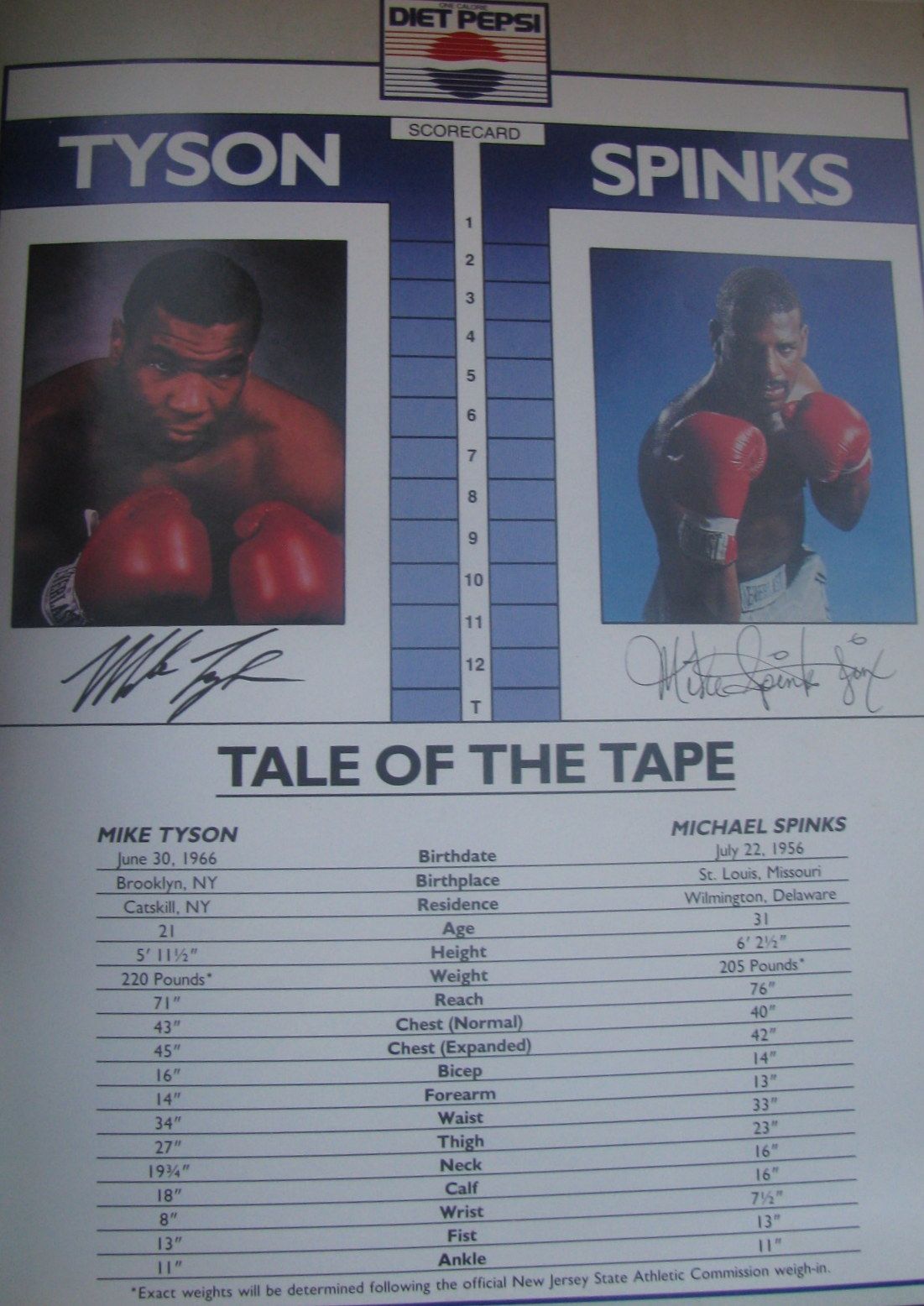 Lot Detail - 1988 MIKE TYSON VS MICHAEL SPINKS HEAVYWEIGHT CHAMPIONSHIP ...