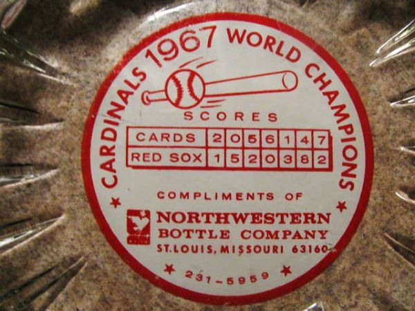 1967 ST LOUIS CARDINALS WORLD CHAMPIONS GLASS ASHTRAY