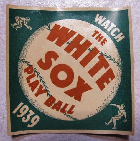 1939 CHICAGO WHITE SOX HOME SCHEDULE DECAL