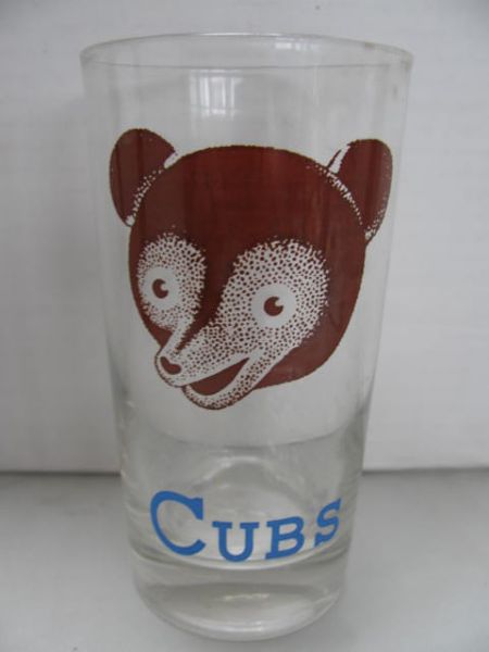 50's CHICAGO CUBS LARGE DRINKING GLASS