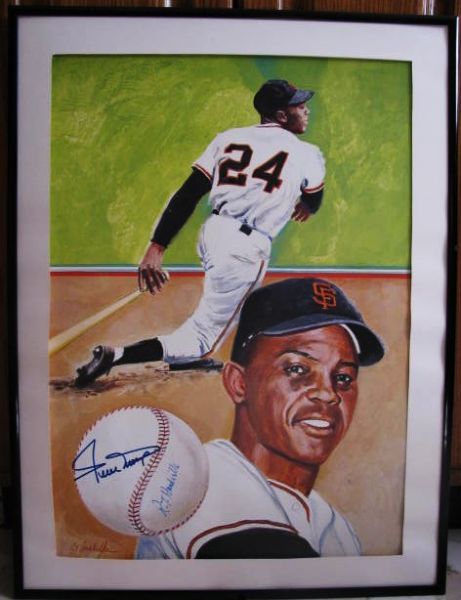 WILLIE MAYS SIGNED POSTER w/JSA COA