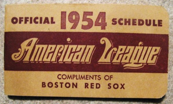 1954 AMERICAN LEAGUE SCHEDULE BOOKLET - BOSTON RED SOX ISSUE