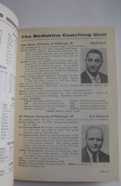 1960 WASHINGTON REDSKINS PRESS GUIDE