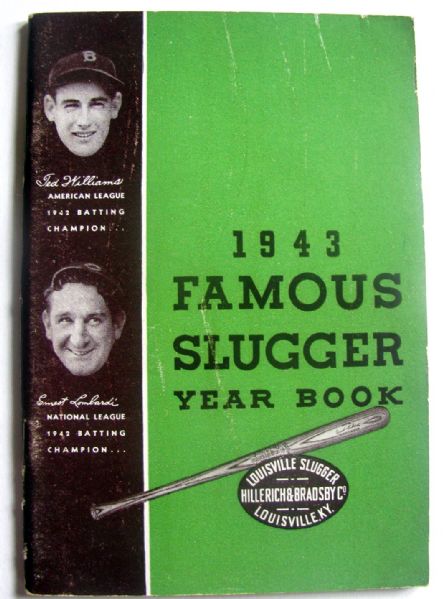 1943 FAMOUS SLUGGER YEAR BOOK w/WILLIAMS & LOMBARDI COVER