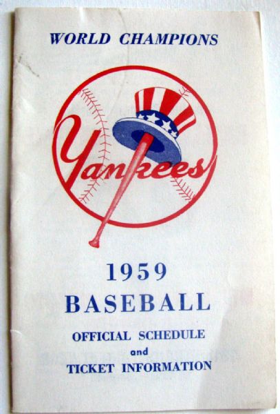 1959 NEW YORK YANKEES SCHEDULE BOOKLET