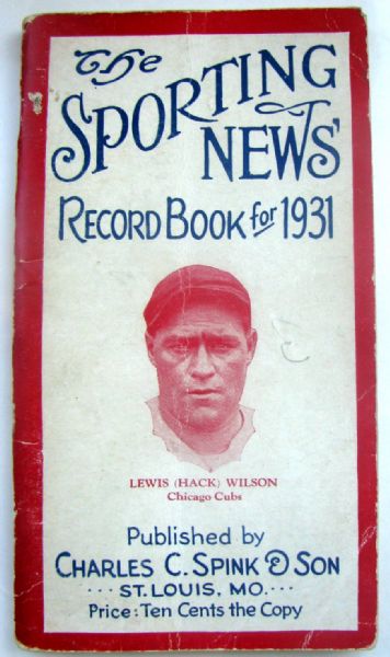 1931 THE SPORTING NEWS RECORD BOOK w/HACK WILSON COVER