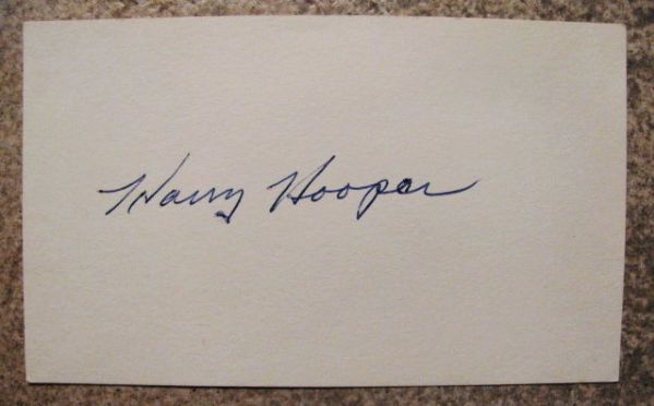 HARRY HOOPER SIGNED 3X5 CARD w/JSA COA