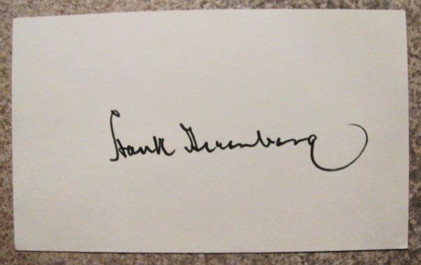  HANK GREENBERG SIGNED 3X5 CARD w/JSA COA