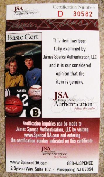 JOE McCARTHY SIGNED 3X5 CARD w/JSA COA