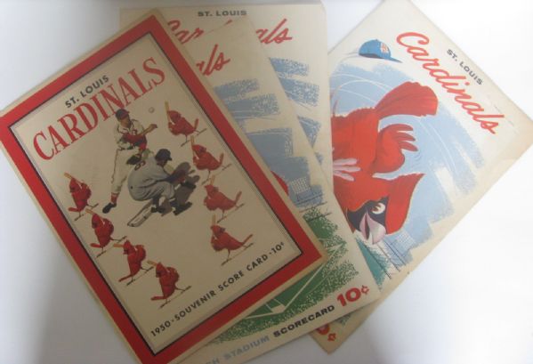 LOT OF FOUR 50's ST. LOUIS CARDINALS SCORE CARDS