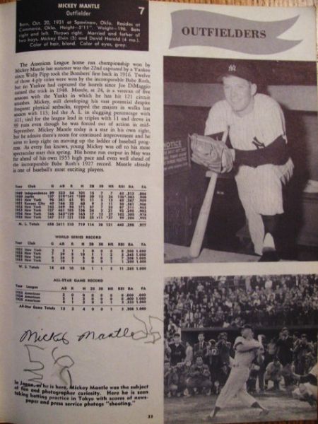 1956 NY YANKEES OFFICAL YEARBOOK w/ TICKET STUB