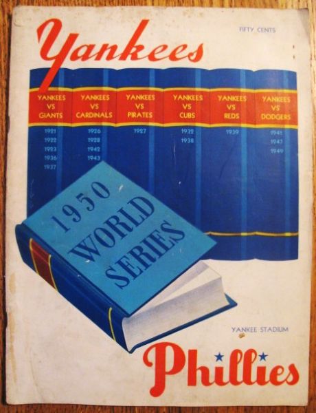 1950 WORLD SERIES PROGRAM PHILADELPHIA PHILLIES at NEW YORK YANKEES – DiMAGGIO, BERRA & RIZUTTO