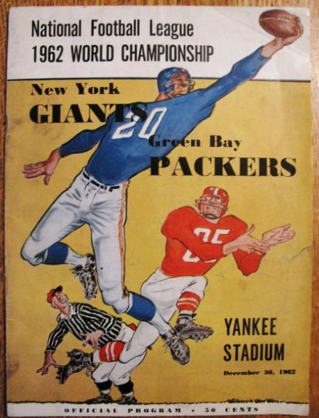 1962 THE NY GIANTS vs GREENBAY PACKERS WORLD CHAMPIONSHIP OFFICIAL PROGRAM