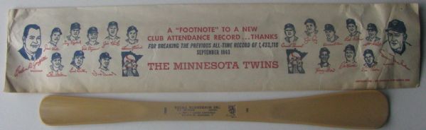 1963 MINNESOTA TWINS SHOE HORN w/PACKAGING - SHOWS PLAYERS