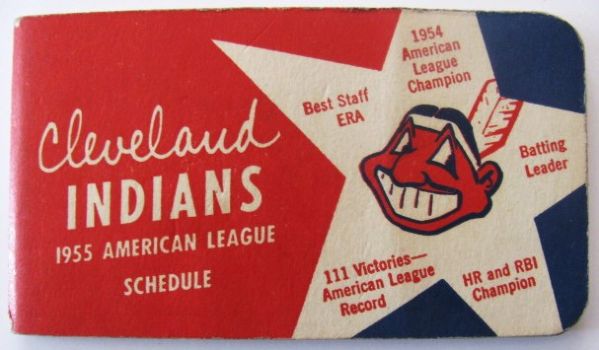 1955 AMERICAN LEAGUE BASEBALL SCHEDULE BOOKLET - CLEVELAND INDIANS ISSUE
