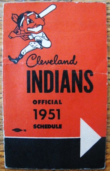 1951 CLEVELAND INDIANS OFFICAL BASEBALL SCHEDULE BOOKLET