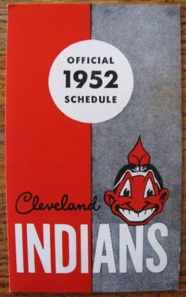 1952 CLEVELAND INDIANS OFFICAL BASEBALL SCHEDULE BOOKLET