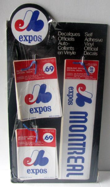 VINTAGE MONTREAL EXPOS DECAL & BUMPER STICKER STORE DISPLAY