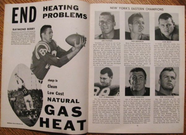 1959 NFL CHAMPIONSHIP FOOTBALL PROGRAM BALTIMORE COLTS vs NEW YORK GIANTS 