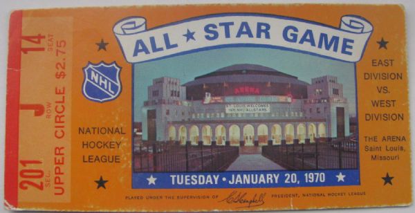 1970 NHL ALL-STAR GAME TICKET @ ST. LOUIS