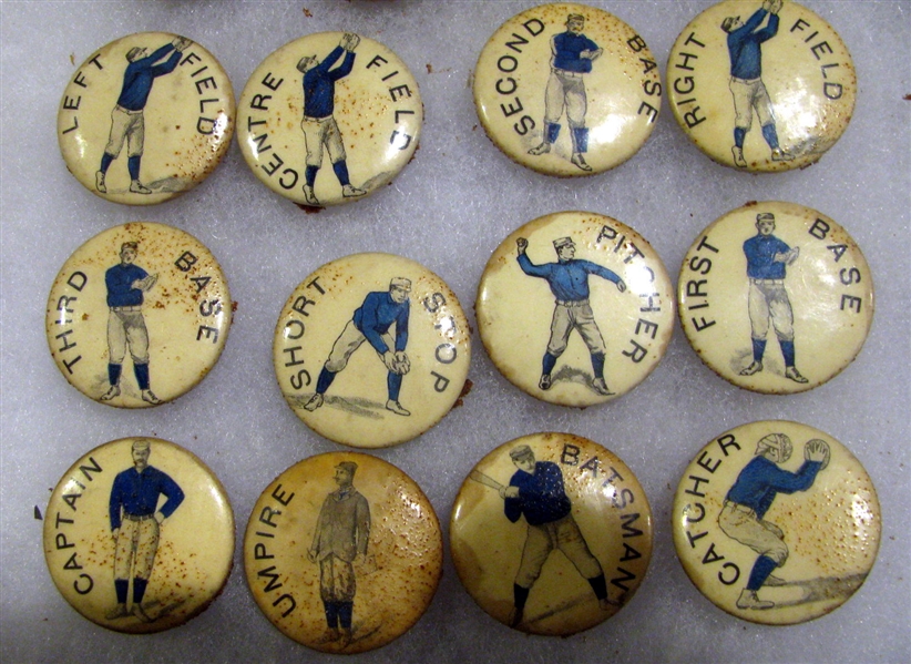 1896 BASEBALL FIELDERS PINS - SET OF 12