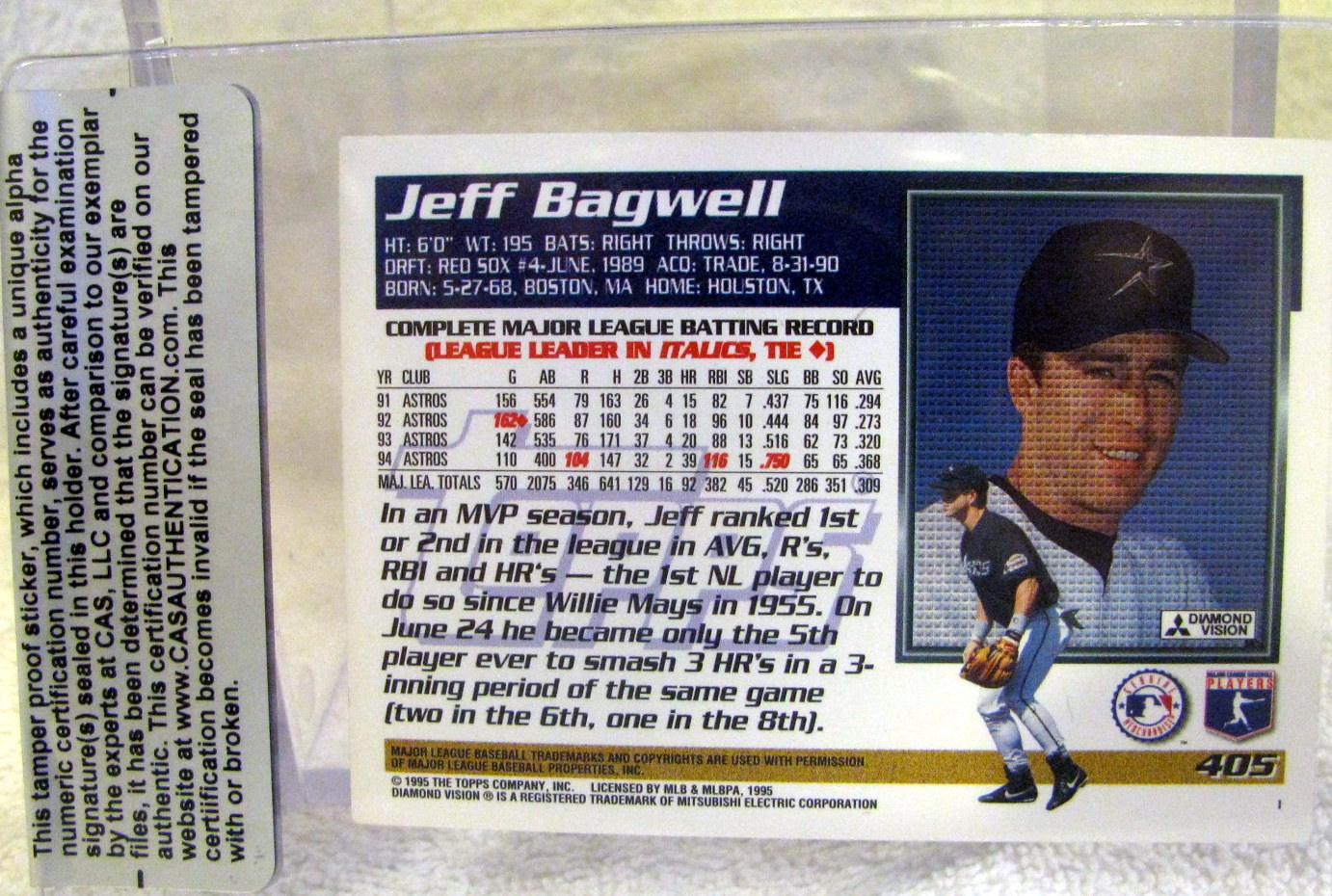 Lot Detail - 1995 Jeff Bagwell Houston Astros Game-Used