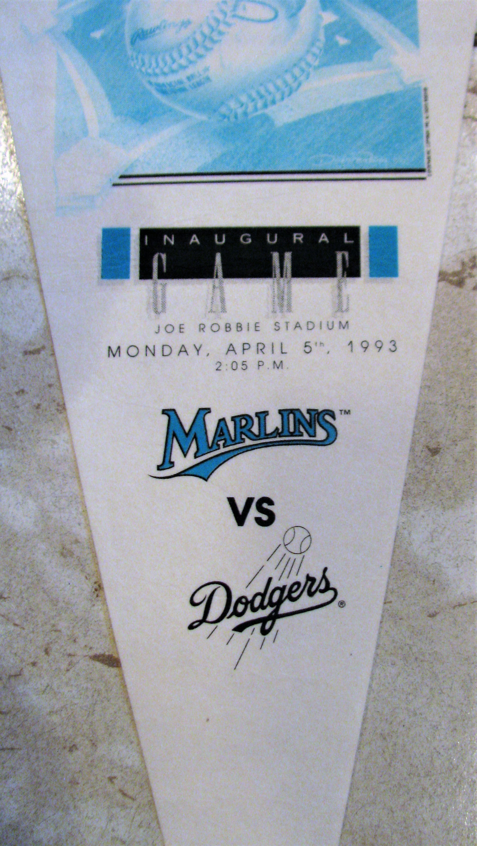 Lot Detail - 1993 FLORIDA MARLINS OPENING DAY PENNANT