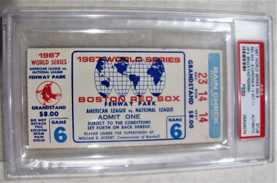 1967 WORLD SERIES TICKET STUB GM 6 - RED SOX vs CARDINALS