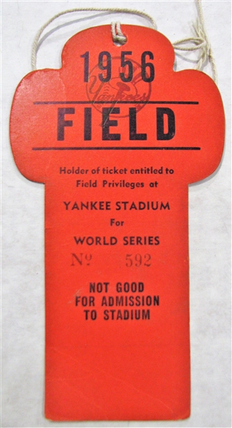 1956 NEW YORK YANKEES WORLD SERIES PRESS PASS - LARSENS PERFECT GAME????