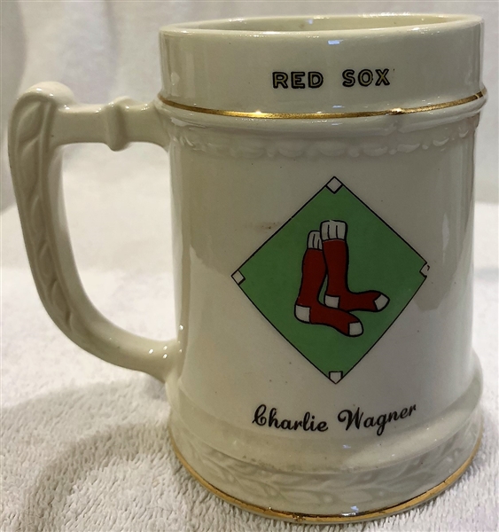 VINTAGE BOSTON RED SOX MUGS, PITCHER & ASH TRAY - CHARLIE WAGNER