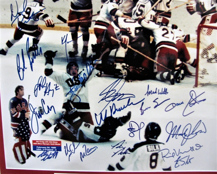 MIRACLE ON ICE SIGNED POSTER BY THE 1980 USA OLYMPIC HOCKEY TEAM
