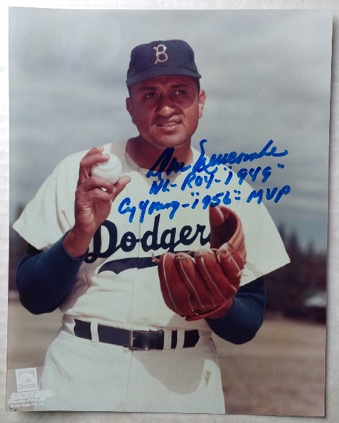 DON NEWCOMBE NL-ROY-1949-CY YOUNG-1956-MVP SIGNED COLOR PHOTO /CAS AUTHENTICATED