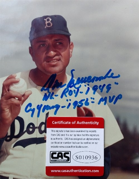 DON NEWCOMBE NL-ROY-1949-CY YOUNG-1956-MVP SIGNED COLOR PHOTO /CAS AUTHENTICATED