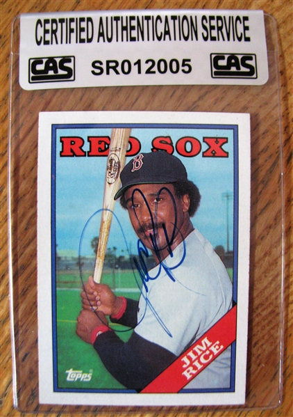JIM RICE SIGNED BASEBALL CARD /CAS AUTHENTICATED