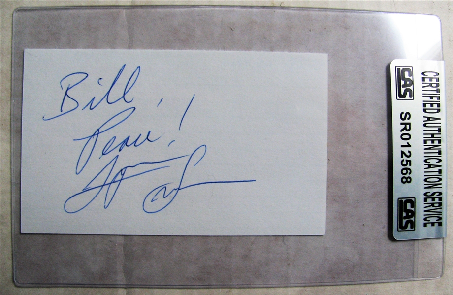 LYNN SWAN SIGNED 3X5 INDEX CARD - CAS AUTHENTICATED