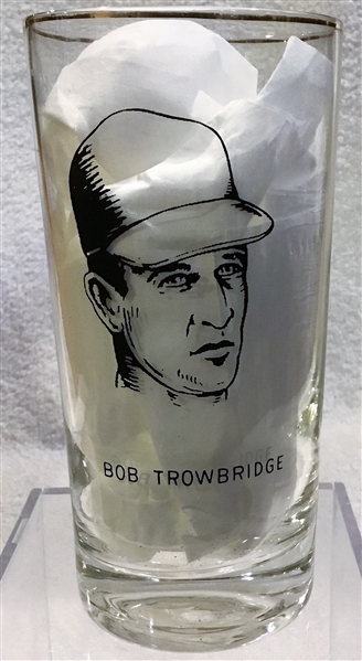 1957 MILWAUKEE BRAVES WORLD CHAMPS PLAYER GLASS- BOB TROWBRIDGE