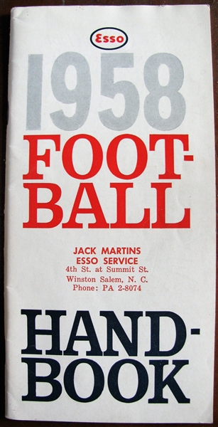 1958 PRO & COLLEGE FOOTBALL SCHEDULE HANDBOOK