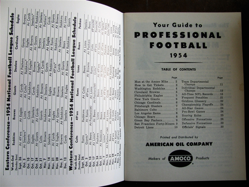 1954 PROFESSIONAL FOOTBALL GUIDE